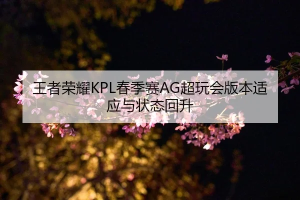 王者荣耀KPL春季赛AG超玩会版本适应与状态回升